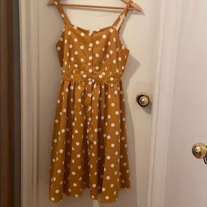 Yellow mustard dress with polka dot